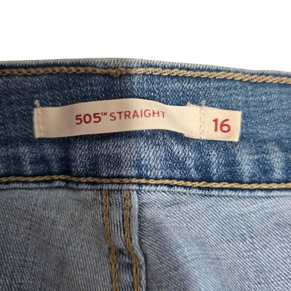Levi's 505 Straight Jeans Womens 16 Medium Wash Stretch Denim Classic Style Blue